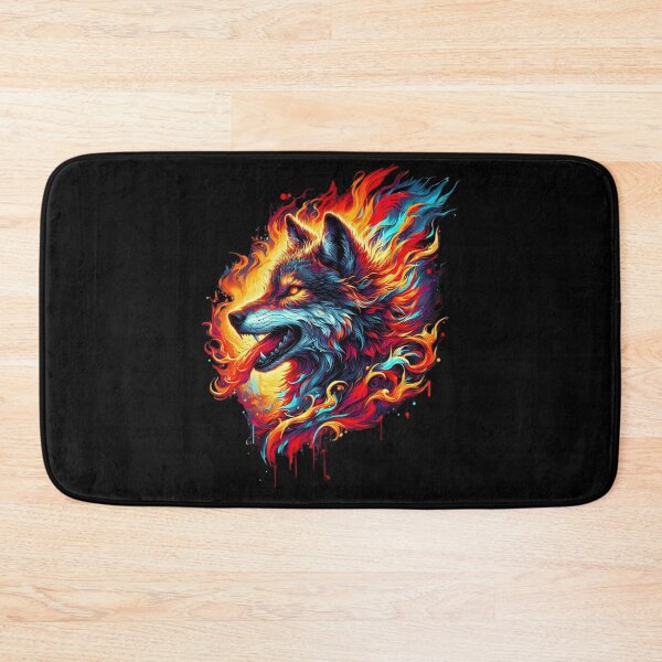 Item preview, Majestic Fire and Ice Wolf – Vibrant Fantasy Animal Art designed and sold by gkhanco.