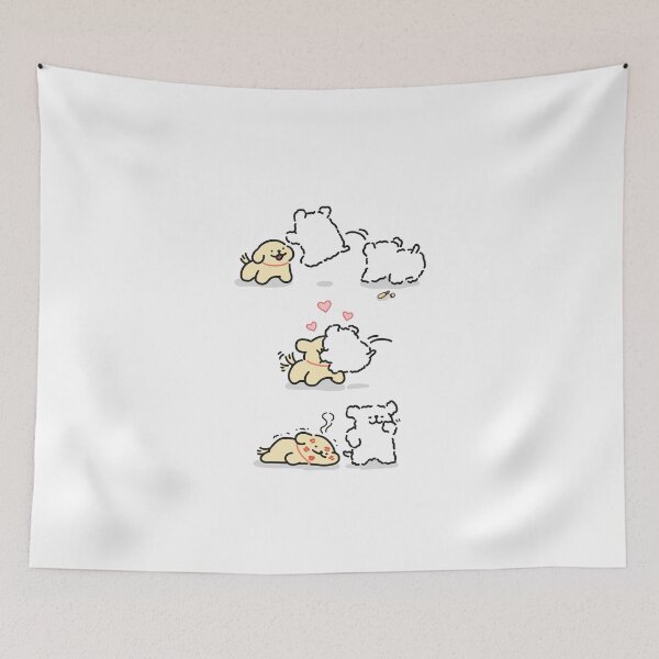 Item preview, Cute Line Puppies Couple - Maltese & Golden Retriever - Very Kissable Lip designed and sold by sleepycharis.
