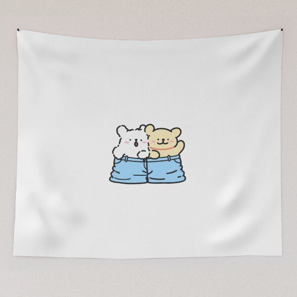 Item preview, Cute Line Puppies Couple - Maltese & Golden Retriever - Wearing Jeans Together designed and sold by sleepycharis.