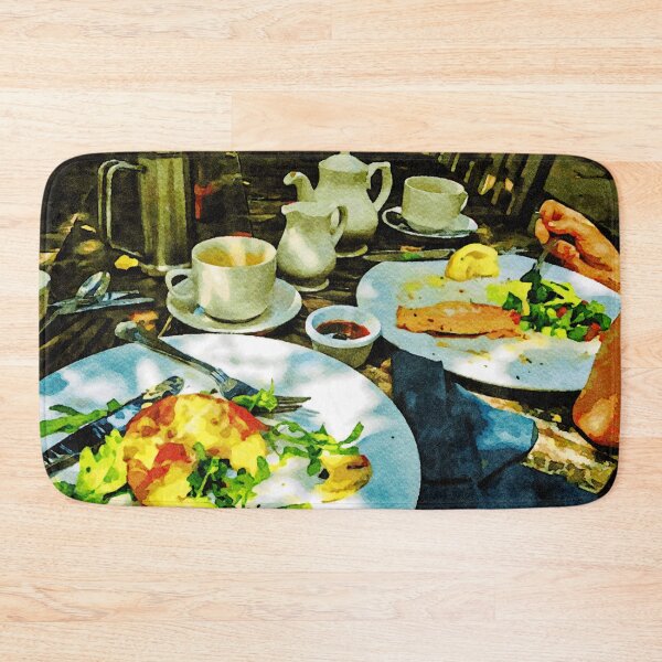 Item preview, Cozy outdoor brunch setting with delicious food spread designed and sold by GestaltImagery.