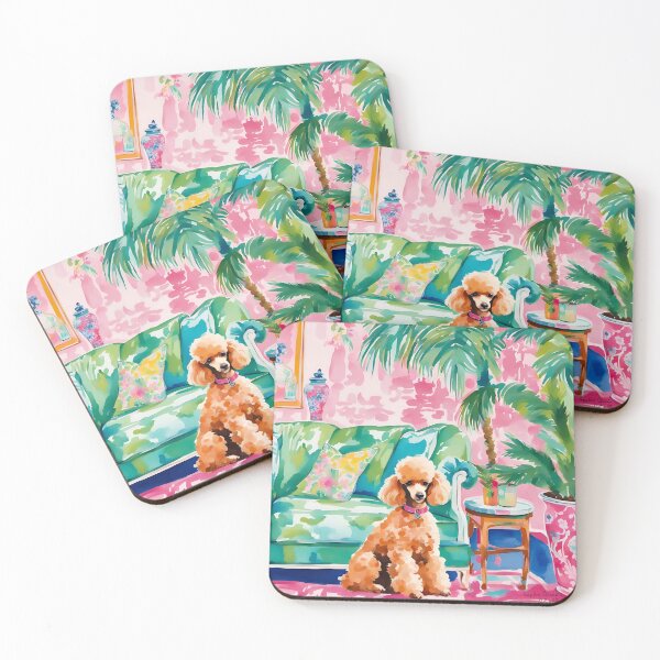 Item preview, Grandmillennial art, Brown Poodle in preppy interior designed and sold by SophieClimaArt.