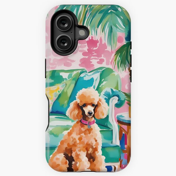 Vista previa del artículo con la obra «Arte grandmillenial, caniche marrón en un interior elegante», diseñado y vendido por SophieClimaArt.
