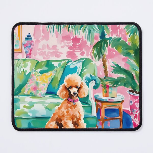 Item preview, Grandmillennial art, Brown Poodle in preppy interior designed and sold by SophieClimaArt.