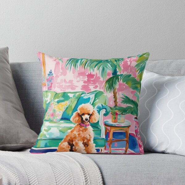 Item preview, Grandmillennial art, Brown Poodle in preppy interior designed and sold by SophieClimaArt.