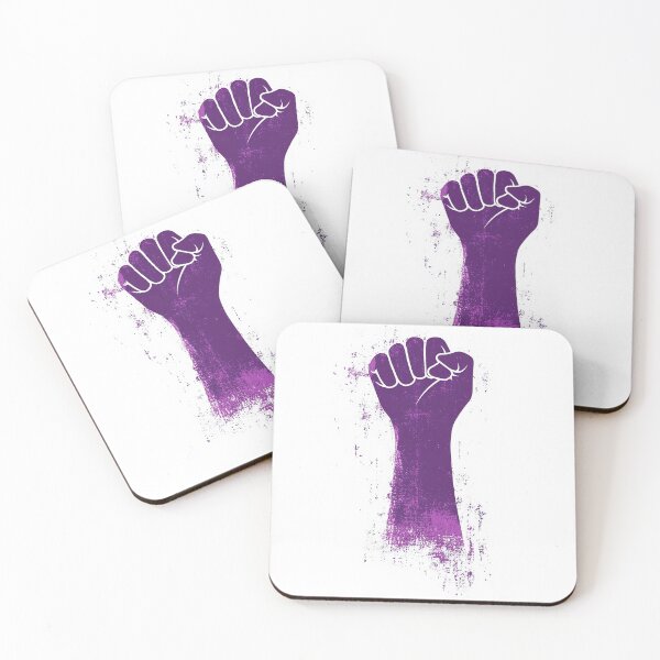 Item preview, Bold purple clenched fist with grunge texture, symbolizing strength, empowerment, and activism, powerful representation of unity, feminism, and resistance. designed and sold by MystiS.