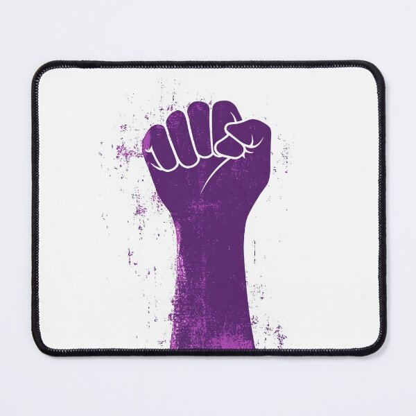 Item preview, Bold purple clenched fist with grunge texture, symbolizing strength, empowerment, and activism, powerful representation of unity, feminism, and resistance. designed and sold by MystiS.