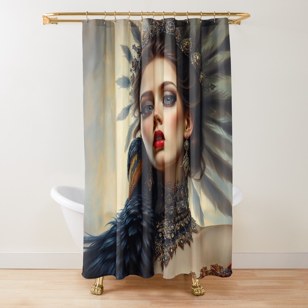 A Mesmerizing Timeless Portrait Of The Graceful Elysia Ravenscroft AI Concept Art by Xzendor7 3 A Mesmerizing Timeless Portrait Of The Graceful Elysia Ravenscroft Striking AI Concept Art by Xzendor7 Decorative Art Print Shower Curtain