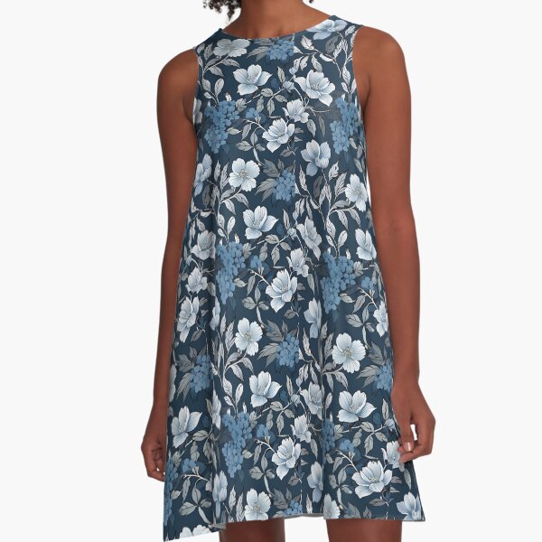 Aperçu de l'œuvre Motif fleuri bleu et noir (2) créée et vendue par elizabethdancer.