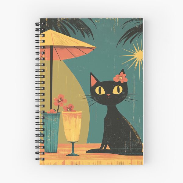 Aperçu de l'œuvre Chat noir atomique du milieu du siècle – Esthétique rétro du salon créée et vendue par RoseoftheWild.