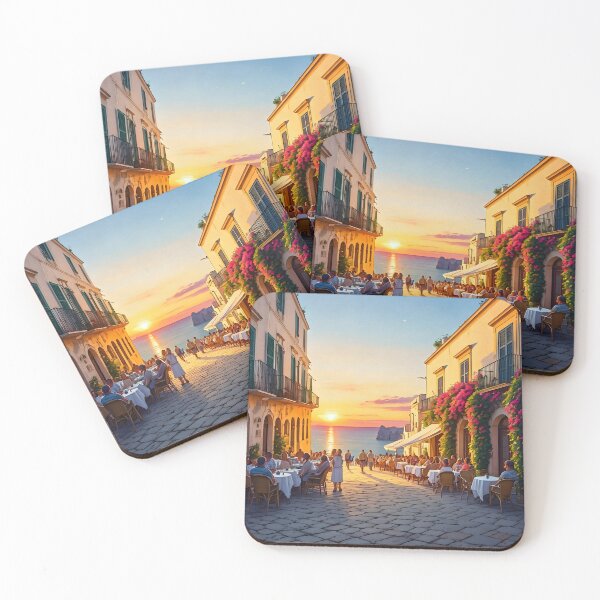 Item preview, Piazzetta in Capri: Sunset Elegance designed and sold by LSVart.