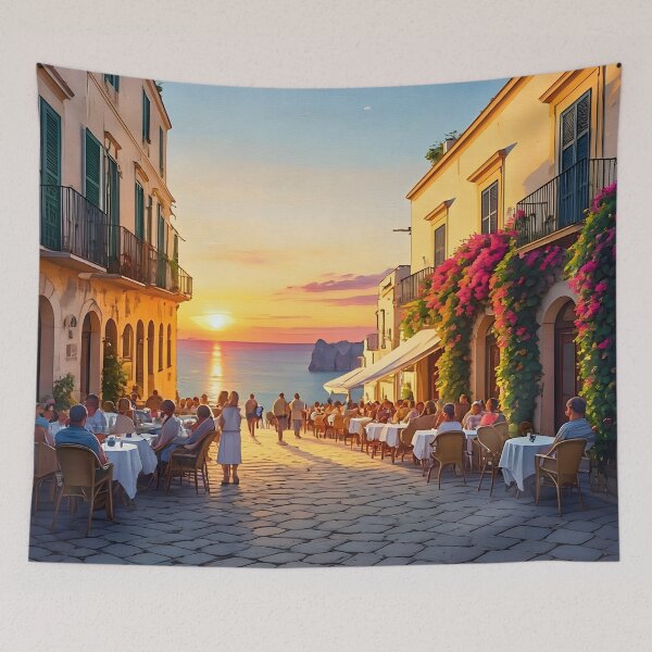 Item preview, Piazzetta in Capri: Sunset Elegance designed and sold by LSVart.