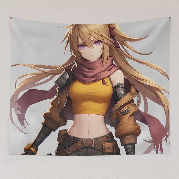 Item preview, Blonde Anime Girl with Cybernetic Arms - Futuristic Character Design designed and sold by PandaTShirtShop.