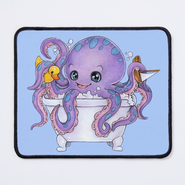 Item preview, Funny Octopus in Bathtub with Duck Birthday designed and sold by ZadzeneaArt.