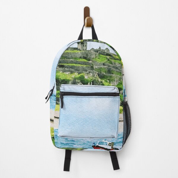 Item preview, Watercolor landscape of Inishmore with ruins and ocean in Aran Islands, Ireland designed and sold by GestaltImagery.