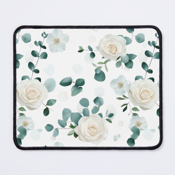 Item preview, Elegant pattern of white roses and eucalyptus leaves in a romantic floral designed and sold by porbenjaporn.