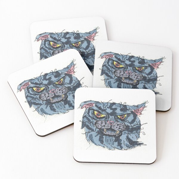 Item preview, Blue tabby with sour attitude gouache painting designed and sold by CrittersByLola.