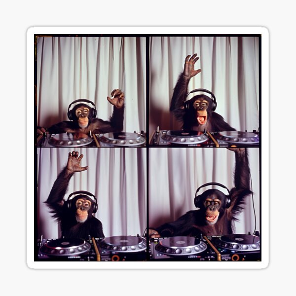 Item preview, DJ Monkey On Turntables designed and sold by RockFireMerch.