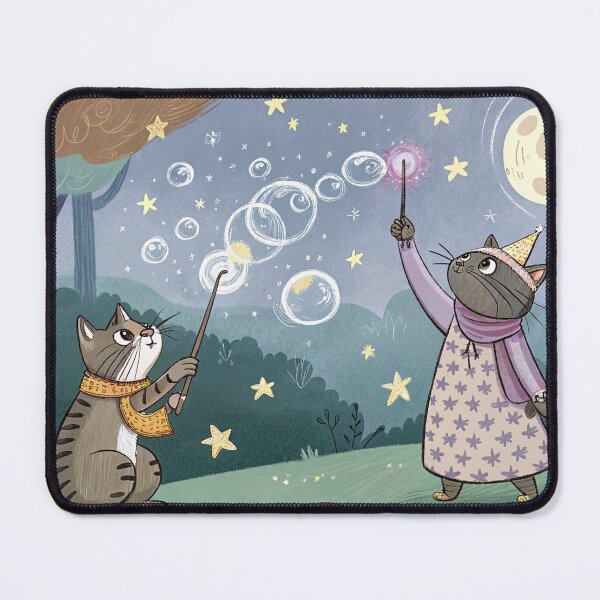 Item preview, Kittens casting bubble magic under the moon. designed and sold by Catnipporium.