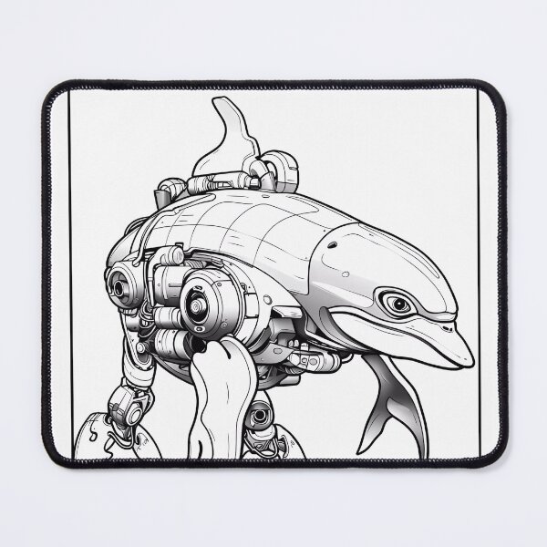 Item preview, Robot Dolphin Coloring Page Pattern designed and sold by DavidColoring.