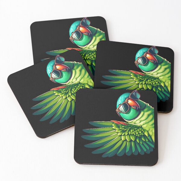 Item preview, Indian Ringneck Parrot With Sunglasses Funny Say Hi Bird Lover Watcher Birding designed and sold by Kimberley King Art  King Art.