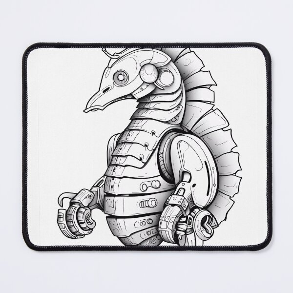 Item preview, Robot Seahorse Coloring Page Pattern  designed and sold by DavidColoring.