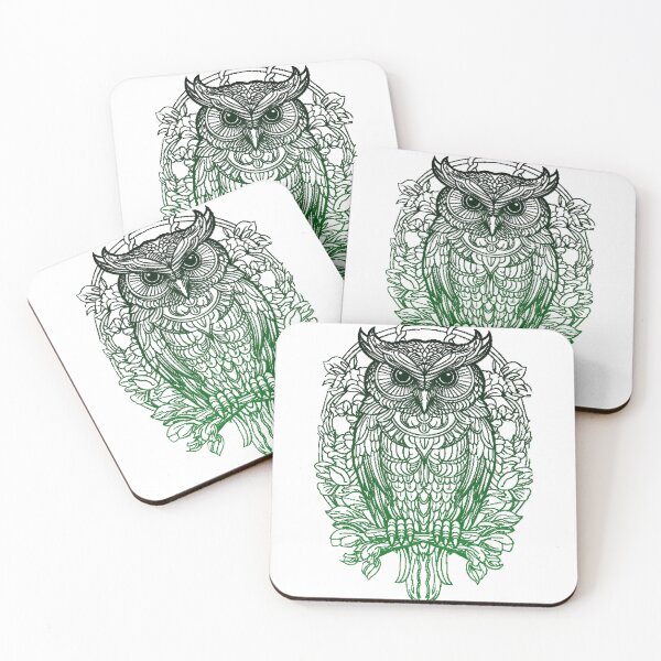 Item preview, Green Geometric Owl Mandala – A Symbol of Wisdom & Harmony designed and sold by freeArt10.