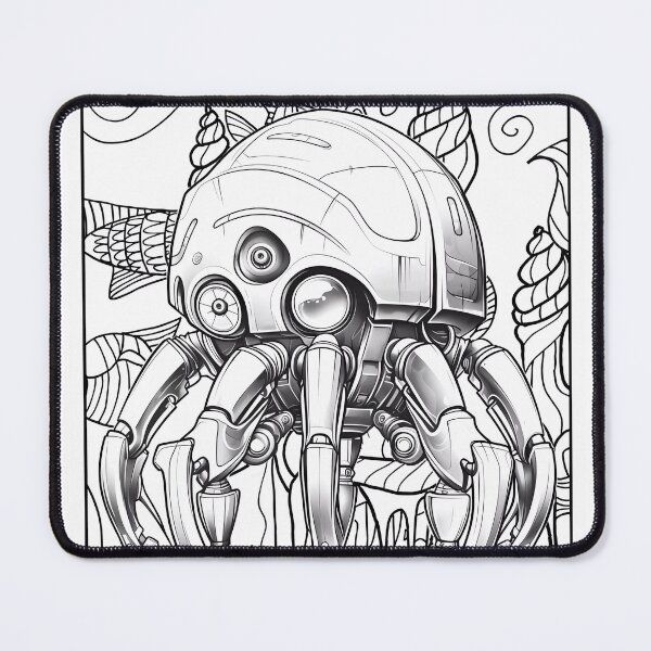 Item preview, Robot Octopus Coloring Page Pattern designed and sold by DavidColoring.
