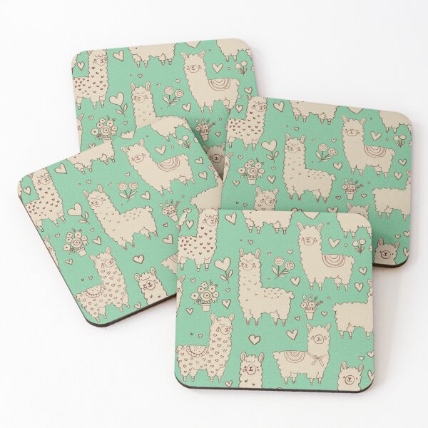 Item preview, Mint Green Alpaca Pattern – Hand-Drawn Seamless Design designed and sold by Lacritsa .