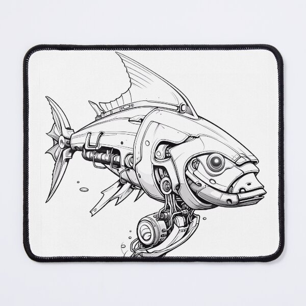 Item preview, Robot Fish Coloring Page Pattern  designed and sold by DavidColoring.