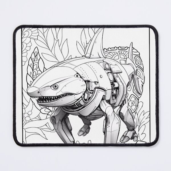 Item preview, Robot Shark Coloring Page Pattern designed and sold by DavidColoring.