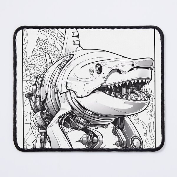 Item preview, Robot Shark #2 Coloring Page Pattern designed and sold by DavidColoring.