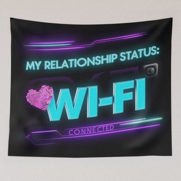 Item preview, My Relationship Status: Wi-Fi Connected - Neon Gamer Typography Design designed and sold by DscapeDesigns.