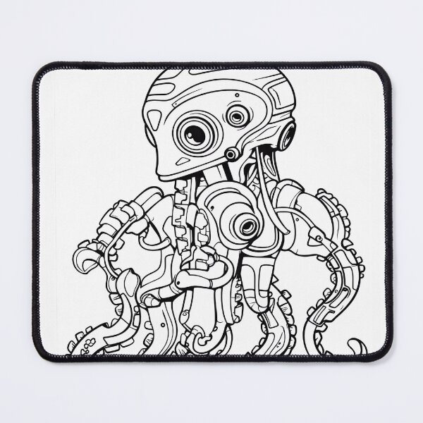 Item preview, Robot Octopus #3 Coloring Page Pattern designed and sold by DavidColoring.