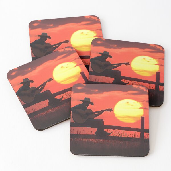 Item preview, Silhouetted Guitarist at Sunset on the Prairie designed and sold by Artessie.