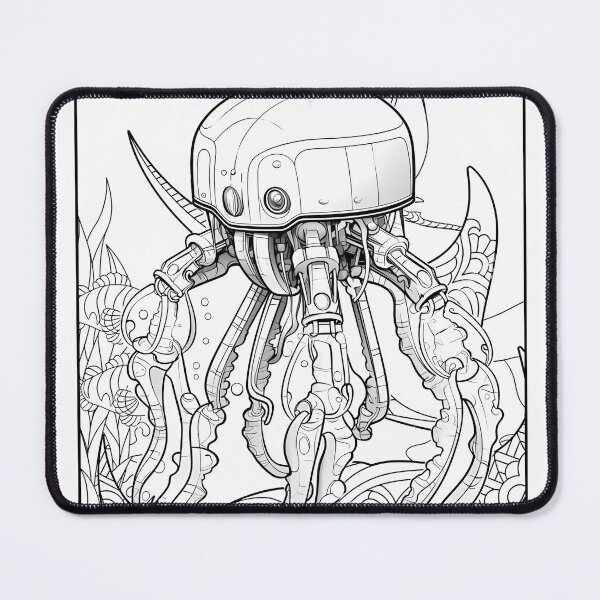 Item preview, Robot Octopus #4 Coloring Page Pattern designed and sold by DavidColoring.