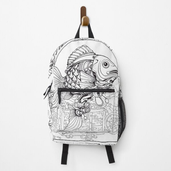 Item preview, Robot Fish #4 Coloring Page Pattern designed and sold by DavidColoring.