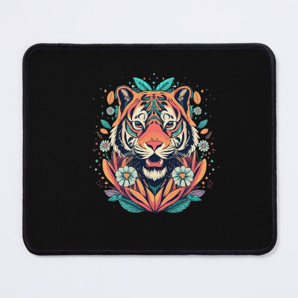Item preview, Colourful Flowery Tiger Head Magical Art Animal designed and sold by Dressed For Duty.