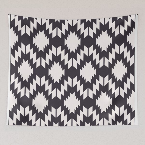 Aperçu de l'œuvre Motif amérindien du sud-ouest noir et blanc créée et vendue par BWDecorPattern.