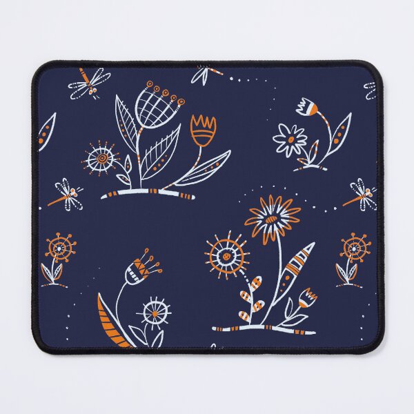 Item preview, Abstract flowers with dragonflies on dark blue designed and sold by KOUZZA.