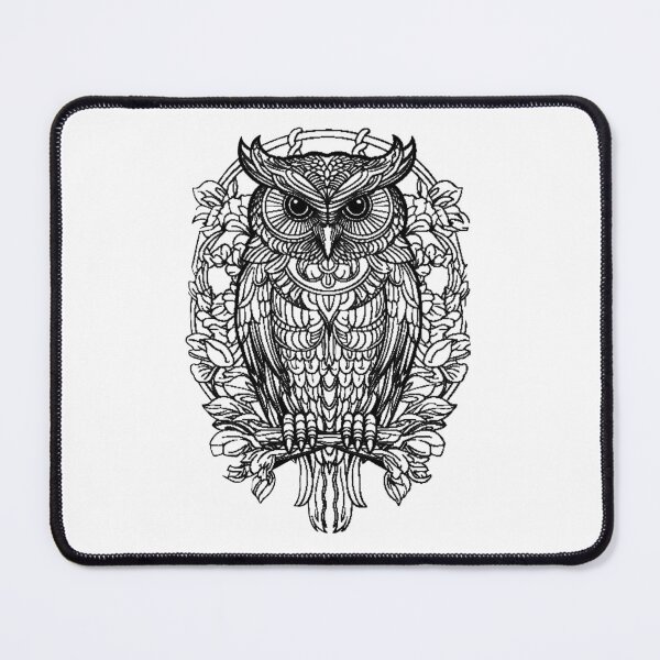 Item preview, Black Geometric Mandala Owl – Mystical and Symmetrical Art designed and sold by freeArt10.