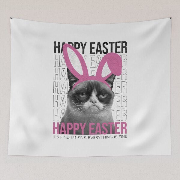 Item preview, Happy Easter Grumpy Face Cat Funny Easter Bunny Ears Women  designed and sold by TalalosART.