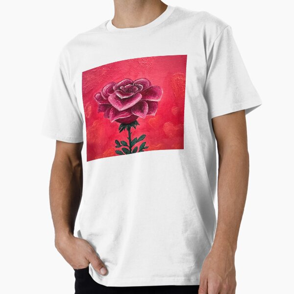 Rose and hearts background digital off of an original acrylic painting Premium T-Shirt