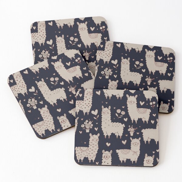 Item preview, Midnight Blue Alpaca Pattern – Hand-Drawn Seamless Design designed and sold by Lacritsa .