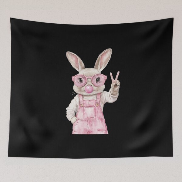 Item preview, Easter Bunny Blowing Bubble Happy Easter Bunny Coquette Bow  designed and sold by facegm.