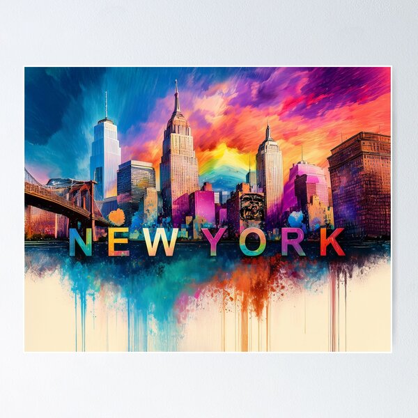 Item preview, New York Skyline Graffiti – Urban Street Art Cityscape Print designed and sold by Phat Dog Designs .
