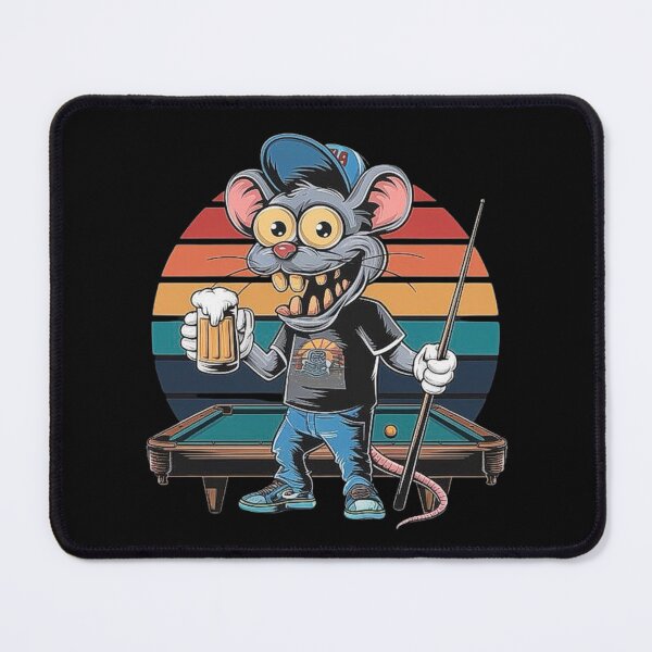 Item preview, Funny Cartoon Rat Playing Billiards with Beer Mug Design designed and sold by love3617.