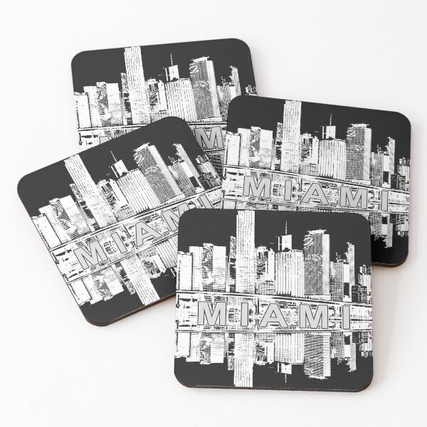 Item preview, Miami Florida Skyline White Ink Silhouette – Minimalist Cityscape Art designed and sold by Phat Dog Designs .