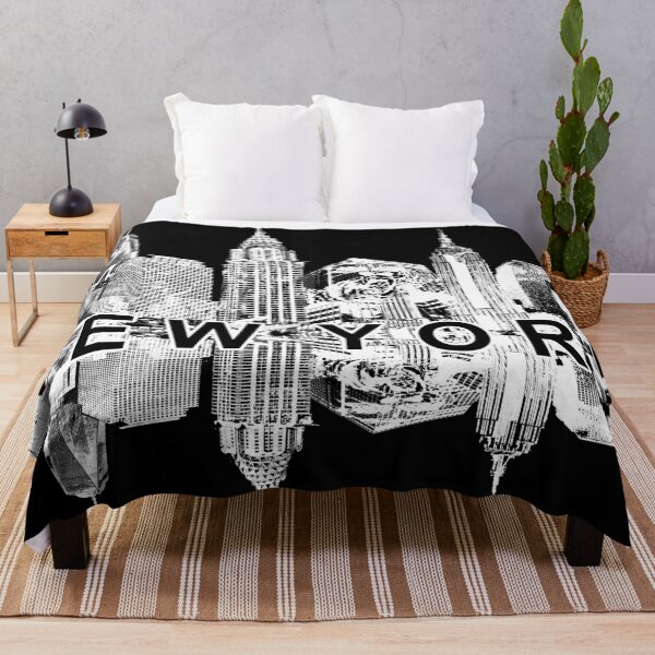 Item preview, New York Skyline White Ink Silhouette Art designed and sold by Phat Dog Designs .