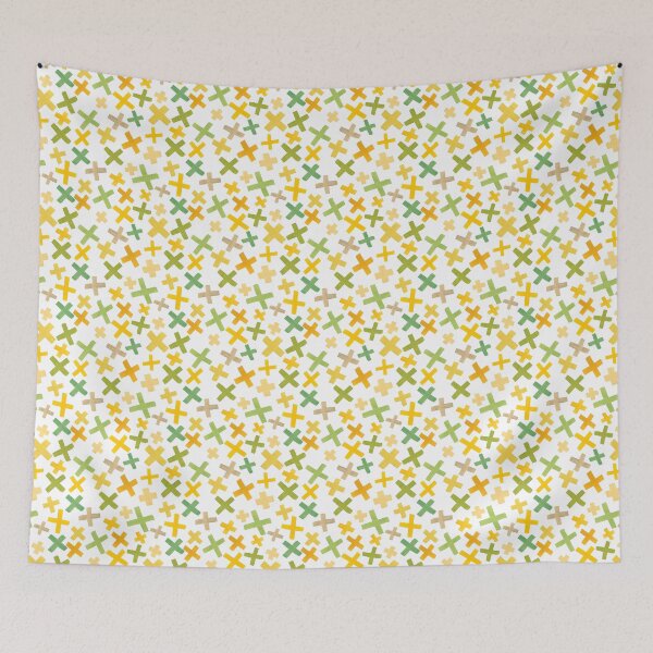 Item preview, Crisscross pattern in green, yellow and beige designed and sold by Laura Hartleif.