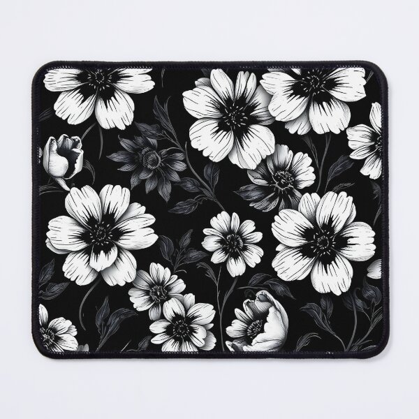 Item preview, Black and White Vector Flower Pattern – Minimalist Floral Design designed and sold by WAUZ.